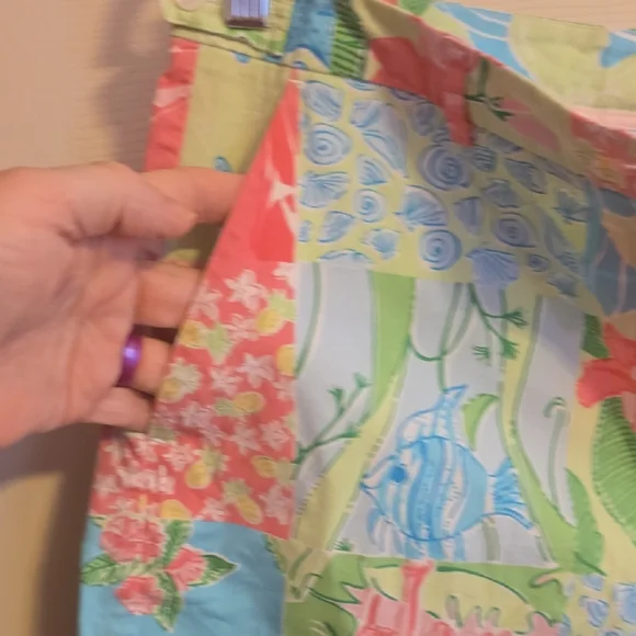 Lilly Pulitzer Patchwork Floral & Starfish Print Shorts in Coral, Aqua, Lime - Picture 3 of 5